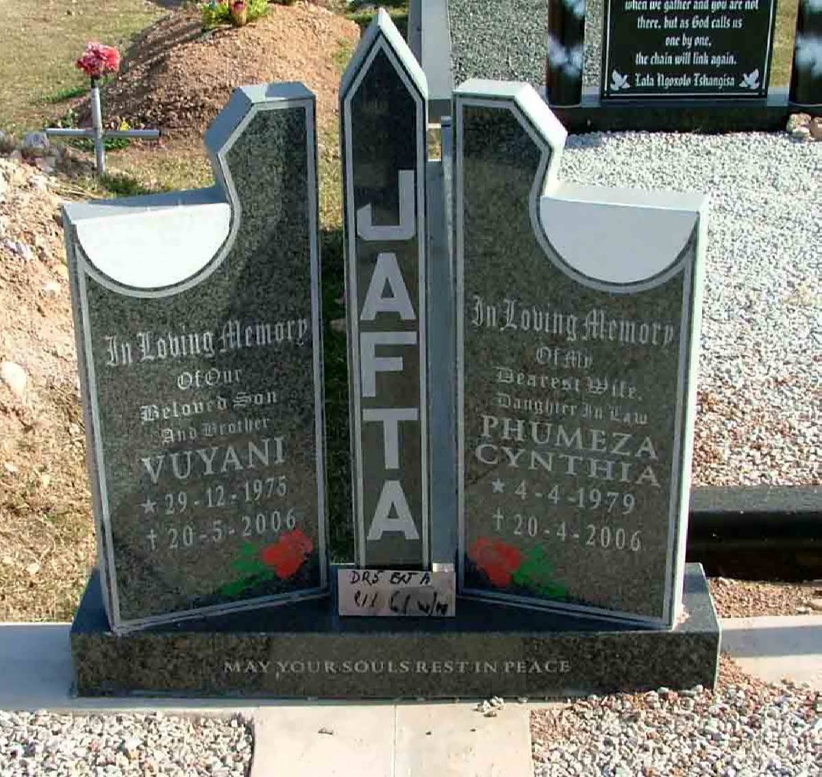JAFTA Vuyani 1975-2006 &amp; Phumeza Cynthia 1979-2006