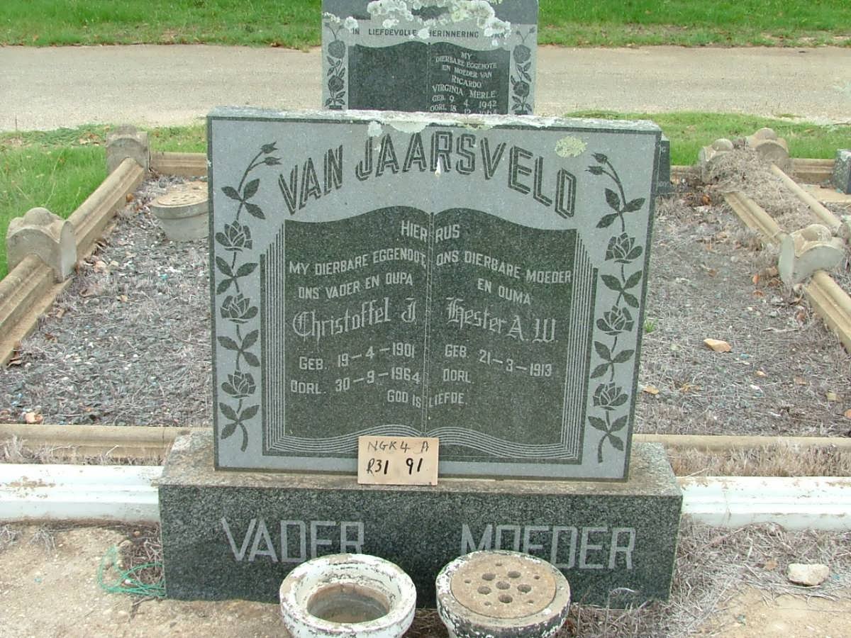JAARSVELD Christoffel J., van 1901-1964 &amp; Hester A.W. 1913-