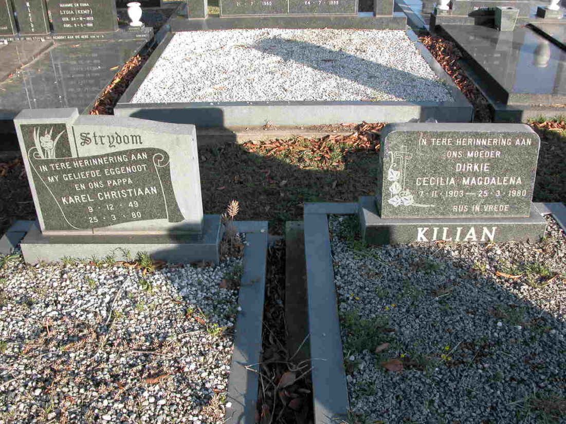 KILIAN Dirkie Cecilia Magdalena 1903-1980 :: STRYDOM Karel Christian 1949-1980