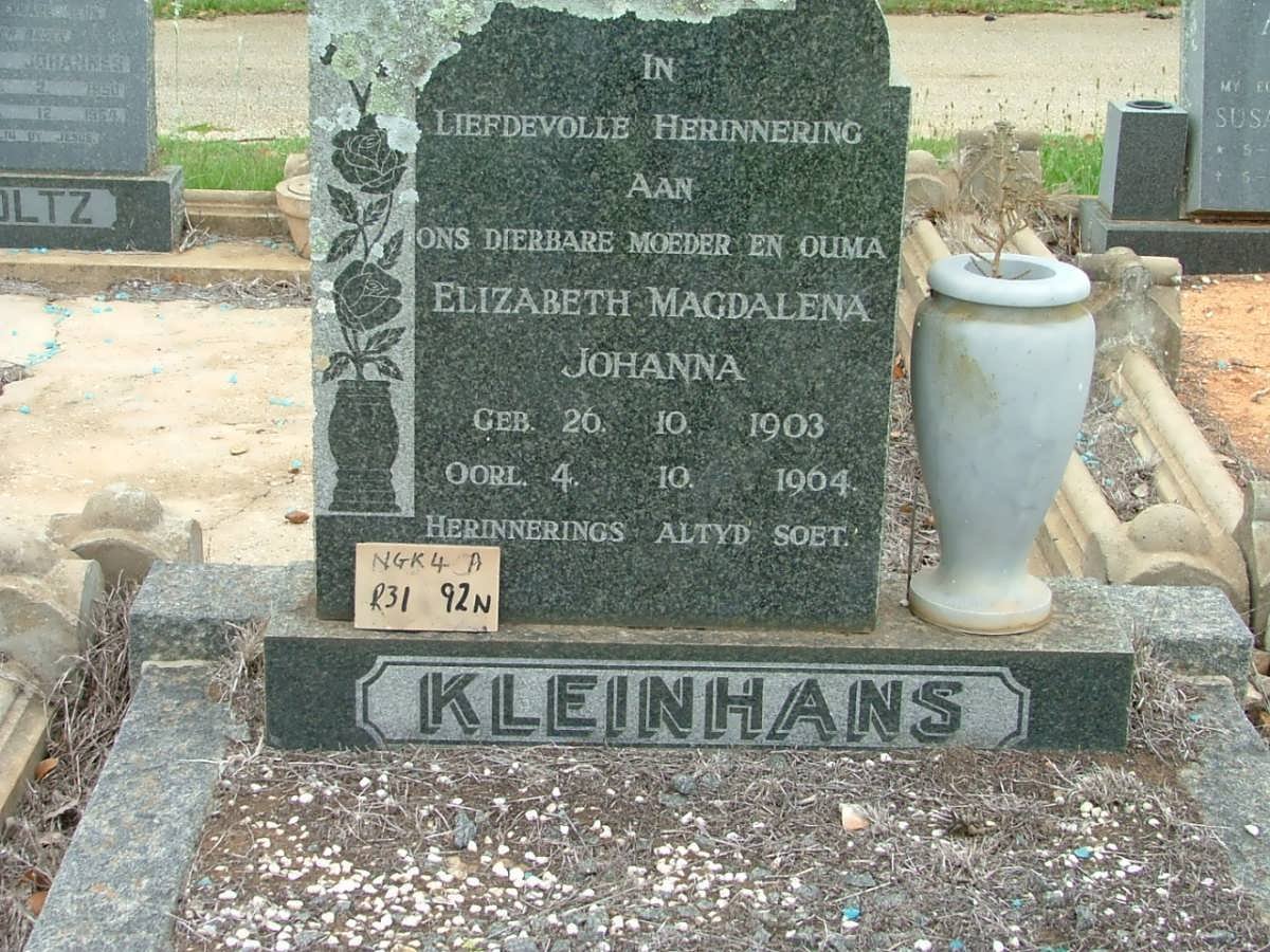 KLEINHANS Elizabeth Magdalena 1903-1964