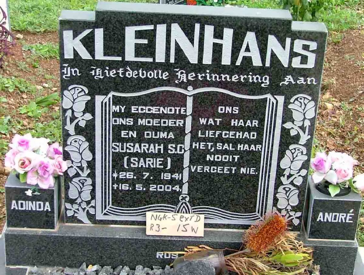 KLEINHANS Susarah S.C. 1941-2004