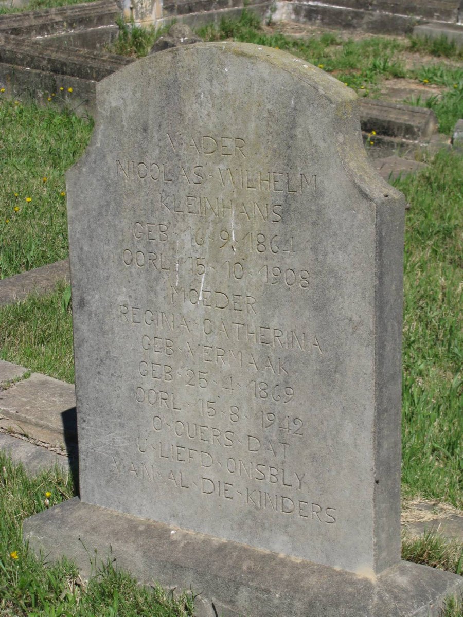 KLEINHANS Nicolas Wilhelm 1864-1908 &amp; Regina Catherina VERMAAK 1869-1942