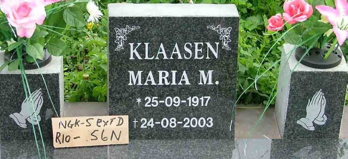 KLAASEN Maria M. 1917-2003