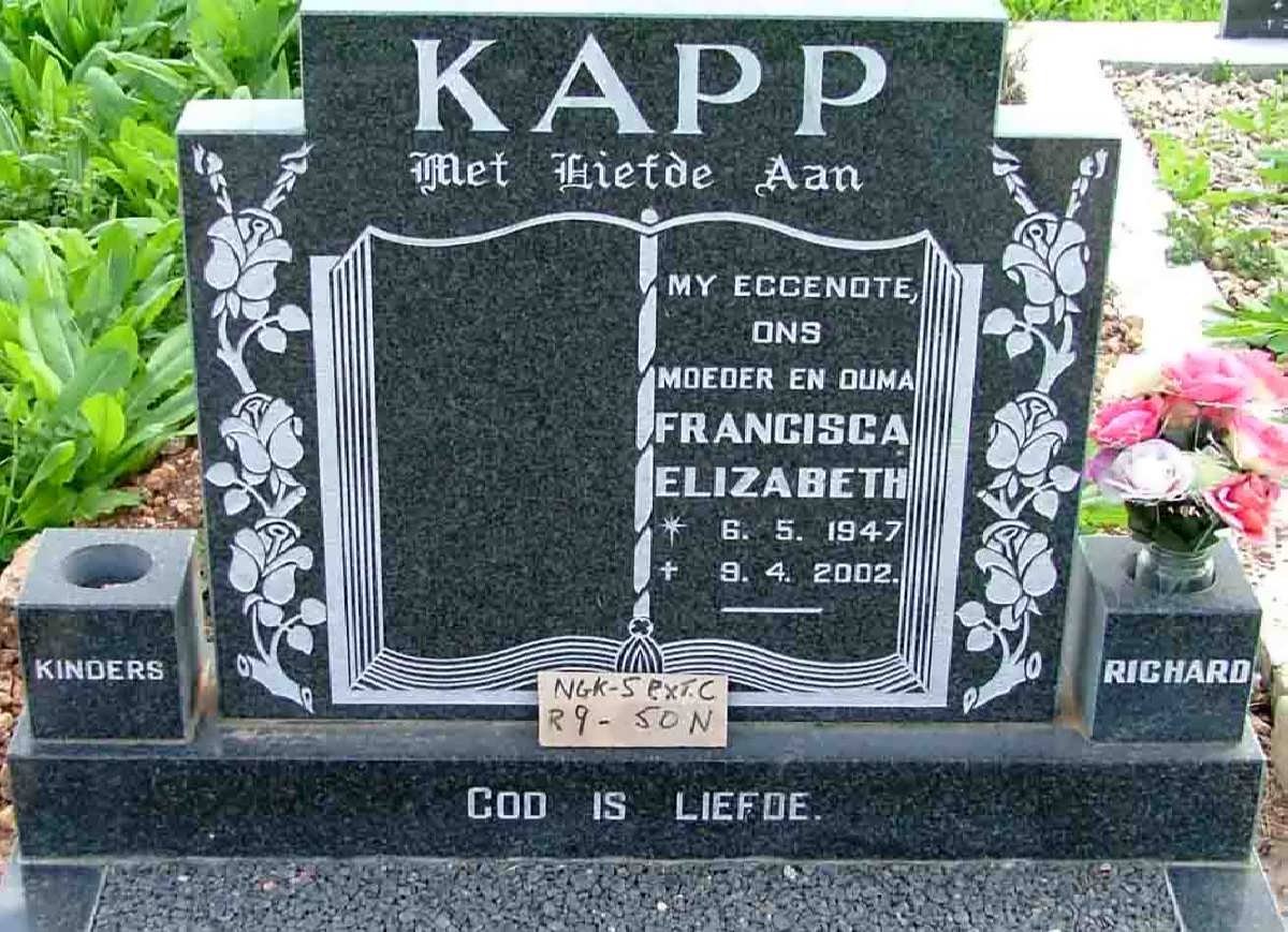 KAPP Francisca Elizabeth 1947-2002