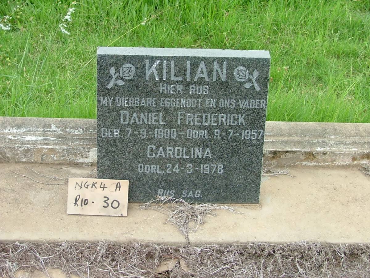 KILIAN Daniel Frederick 1900-1957 &amp; Carolina -1978