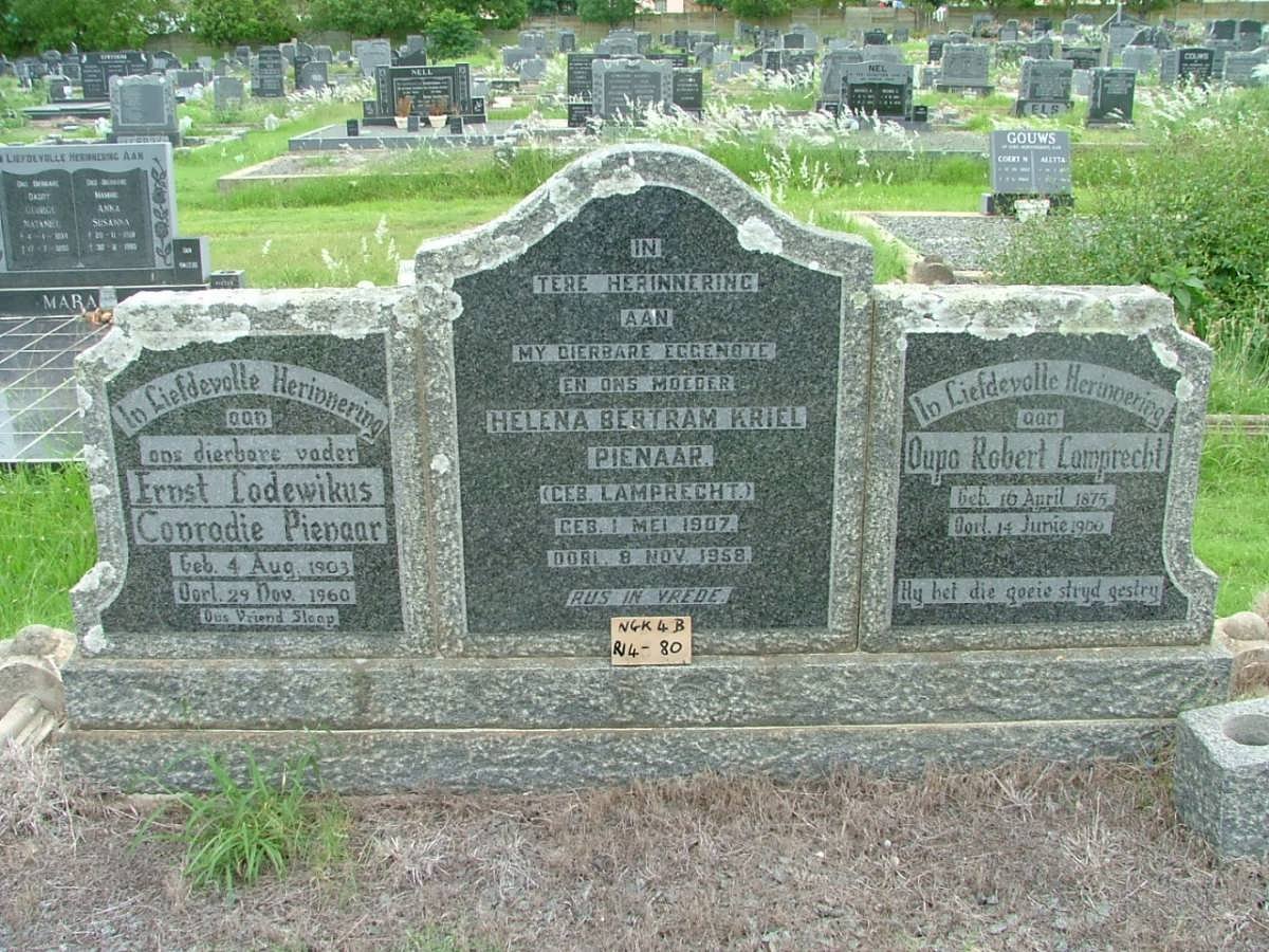 LAMPRECHT Robert 1875-1900 :: PIENAAR Ernst Lodewikus Conradie 1903-1960 &amp; Helena Bertram Kriel LAMPRECHT 1907-1958