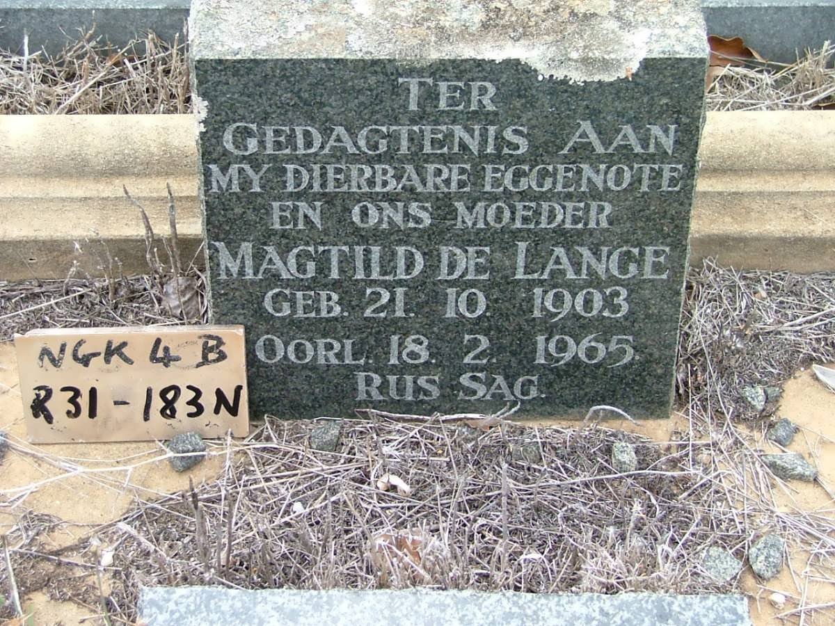LANGE Magtild, de 1903-1965