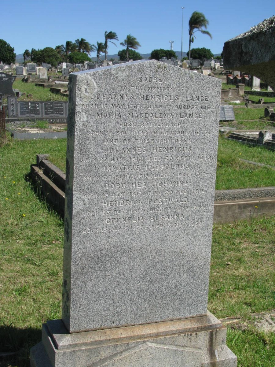 LANGE Johannes Henricus 1787-1862 &amp; Maria Magdalena RAUTENBACH 1792-1873 :: LANGE Johannes Henricus 1914-1949