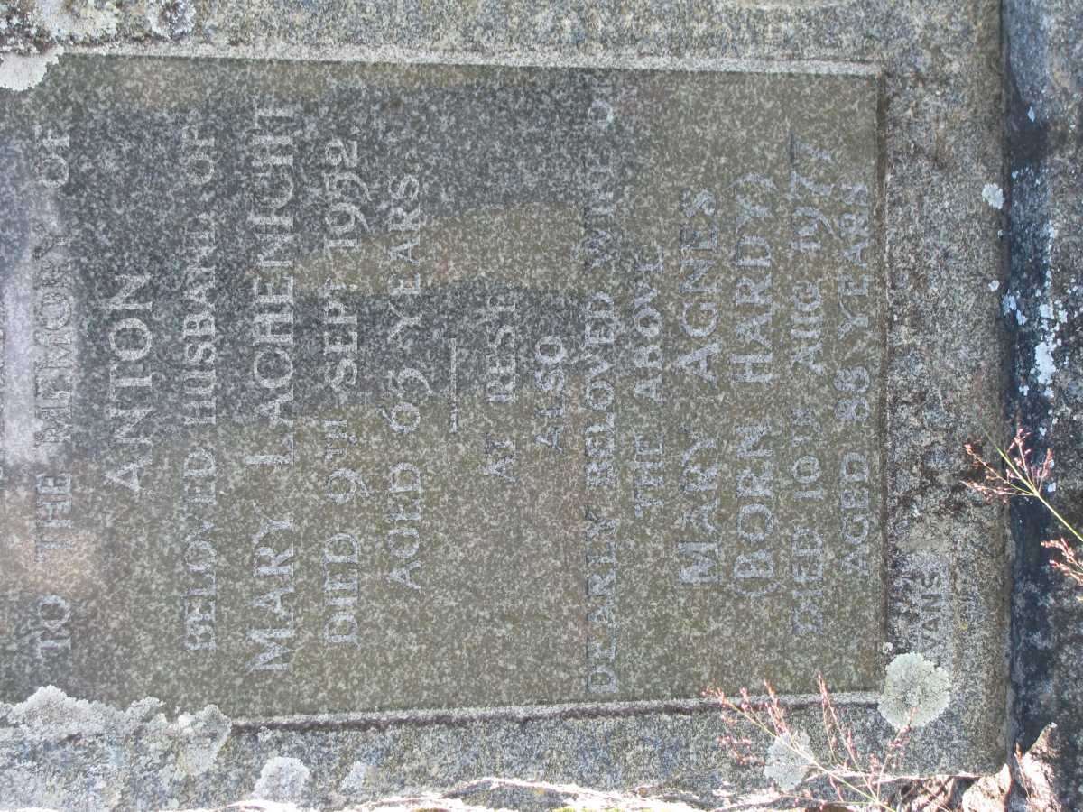 LACHENICHT Anton -1952 &amp; Mary Agnes HARDY -1971