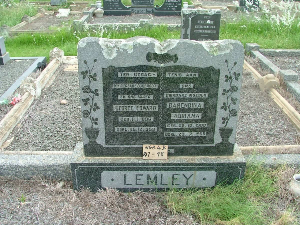 LEMLEY George Edward 1886-1959 &amp; Barendina Adriana 1900-1966