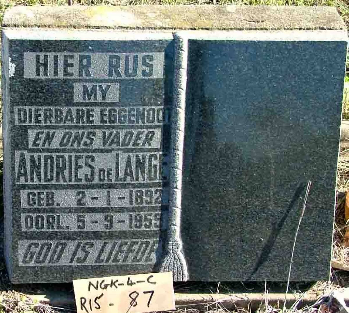 LANGE Andries, de 1892-1955