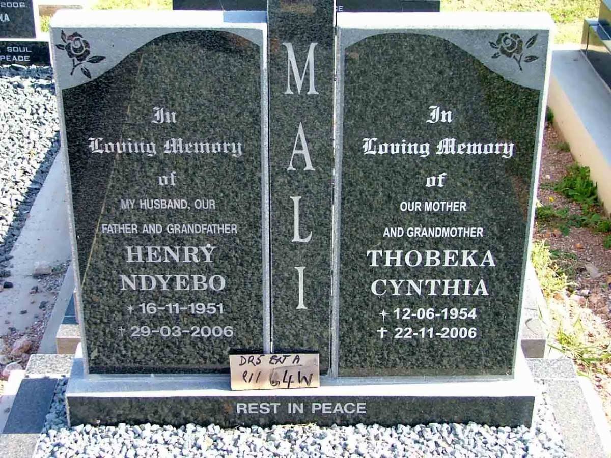MALI Henry Ndyebo 1951-2006 &amp; Thobeka Cynthia 1954-2006