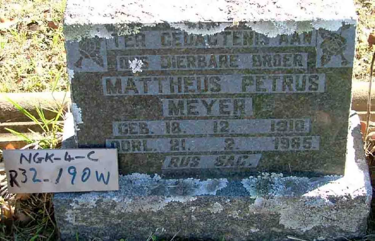 MEYER Mattheus Petrus 1910-1965