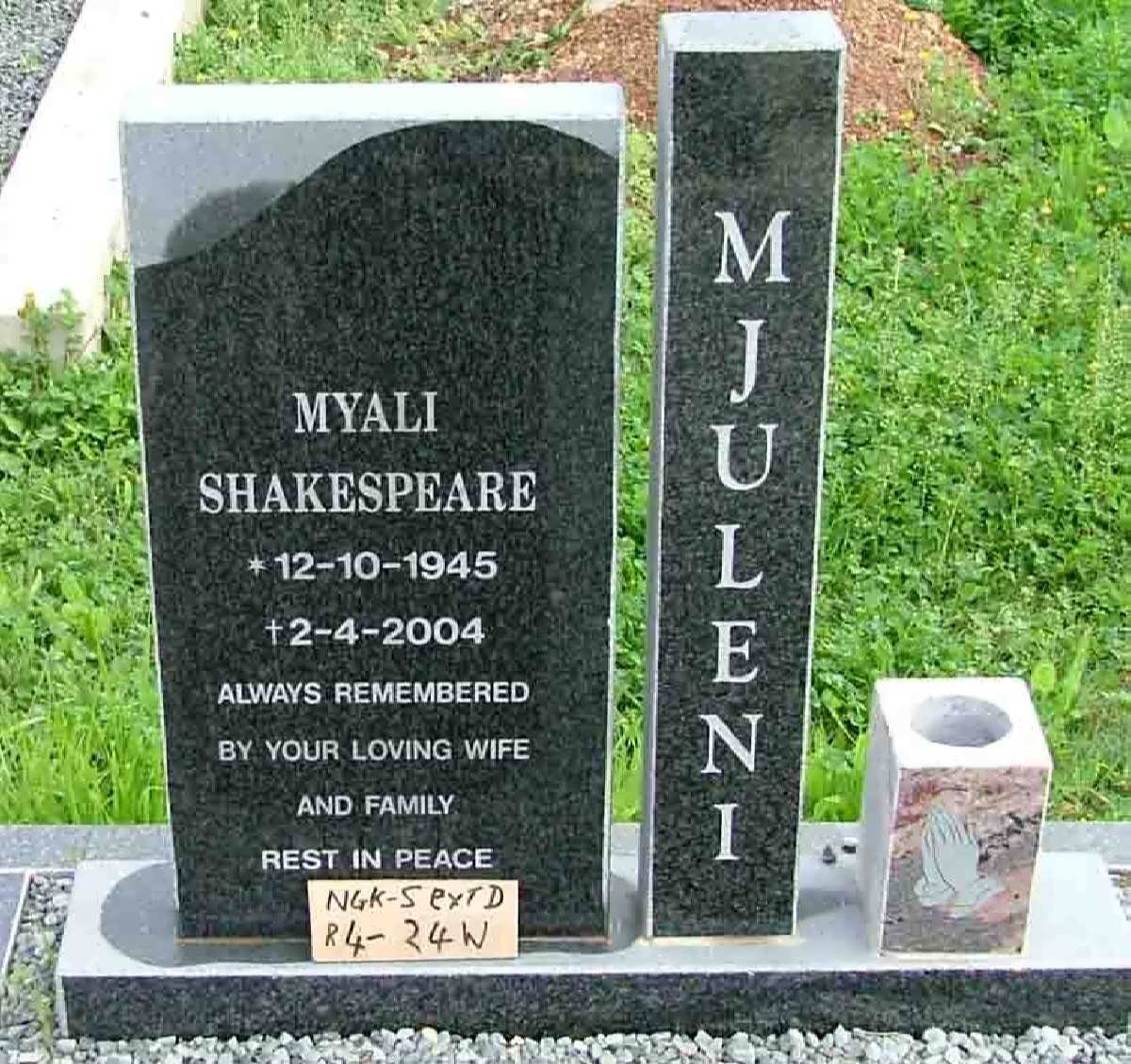 MJULENI Myali Shakespeare 1945-2004