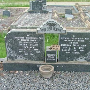 MERWE Pieter Willem Adriaan, van der 1886-1964 &amp; Johanna Wilhelmina 1892-1967