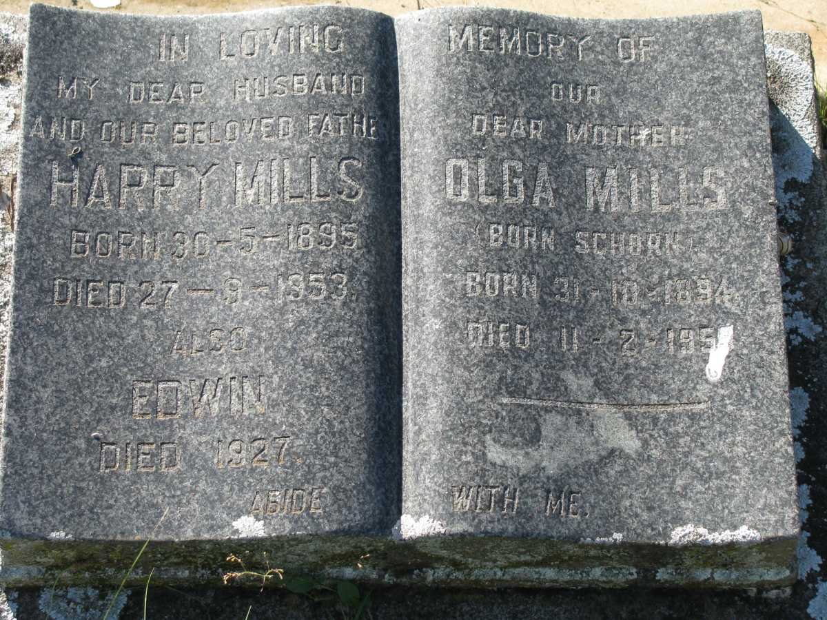 MILLS Harry 1895-1953 &amp; Olga SCHORN 1894-195? :: MILLS Edwin -1927