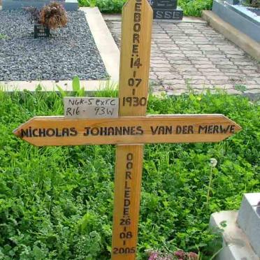 MERWE Nicholas Johannes, van der 1930-2005