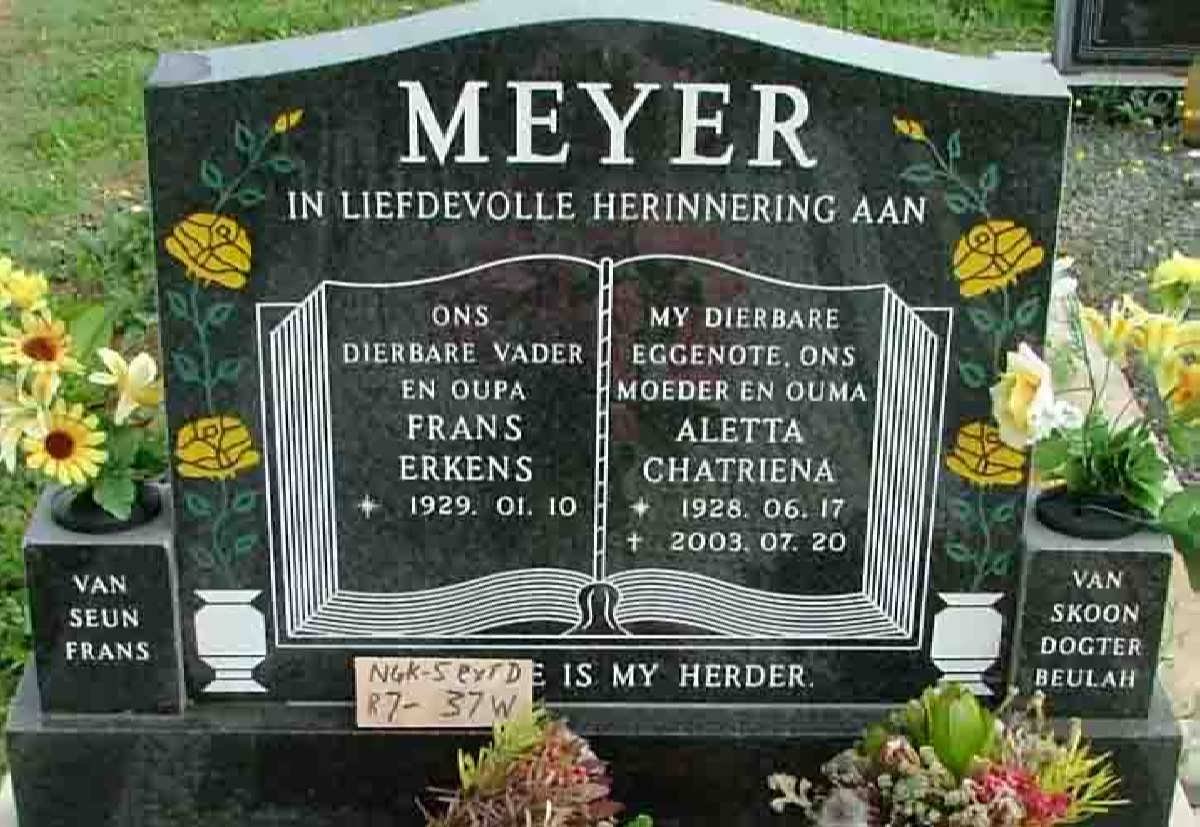 MEYER Frans Erkens 1929- &amp; Aletta Chatriena 1928-2003