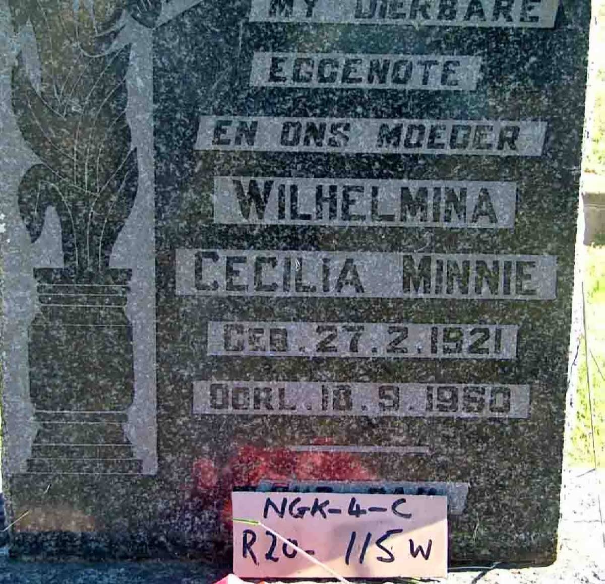 MINNIE Wilhelmina Cecilia 1921-1960