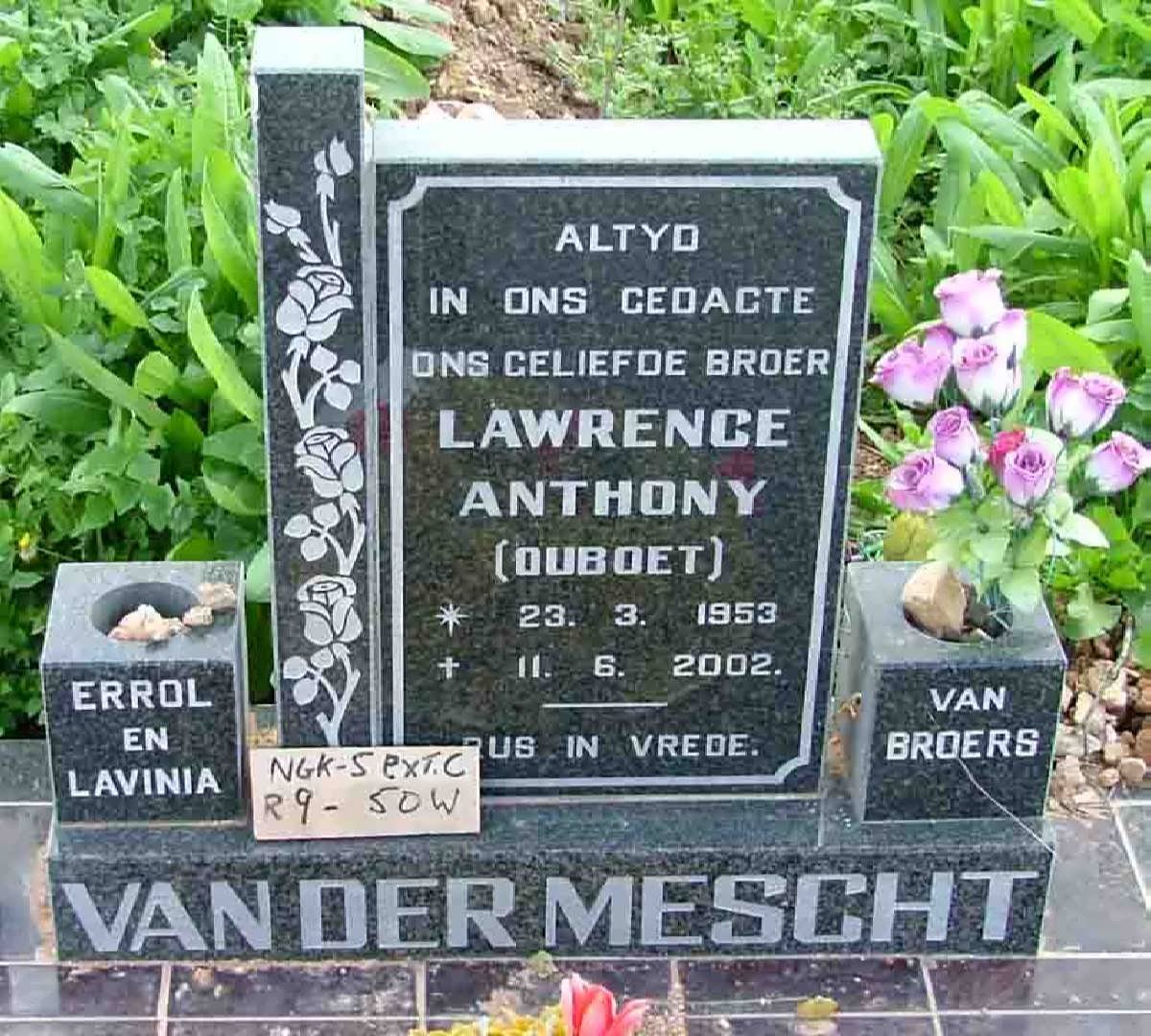 MESCHT Lawrence Anthony, van der 1953-2002