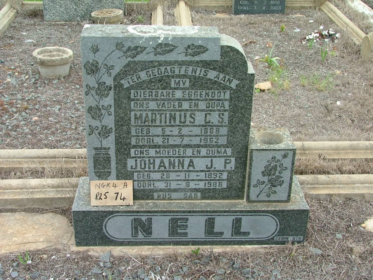 NELL Martinus C.S. 1888-1962 &amp; Johanna J.P. 1892-1988