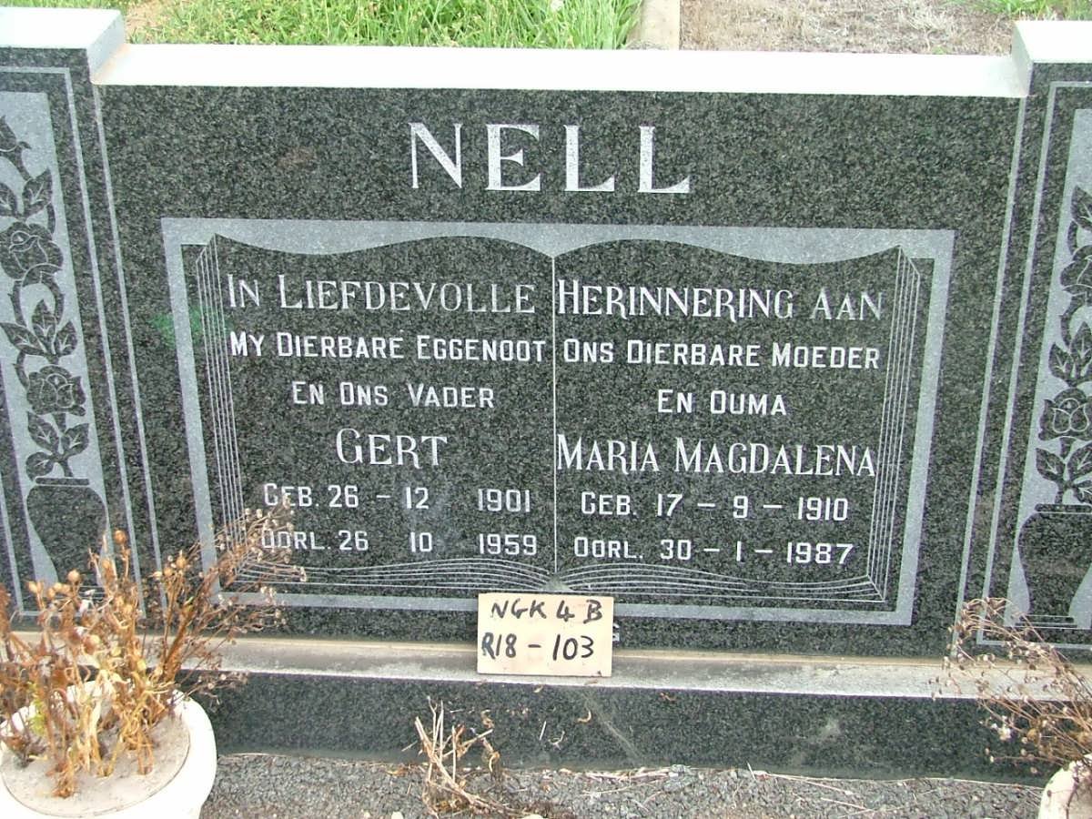 NELL Gert 1901-1959 &amp; Maria Magdalena 1910-1987