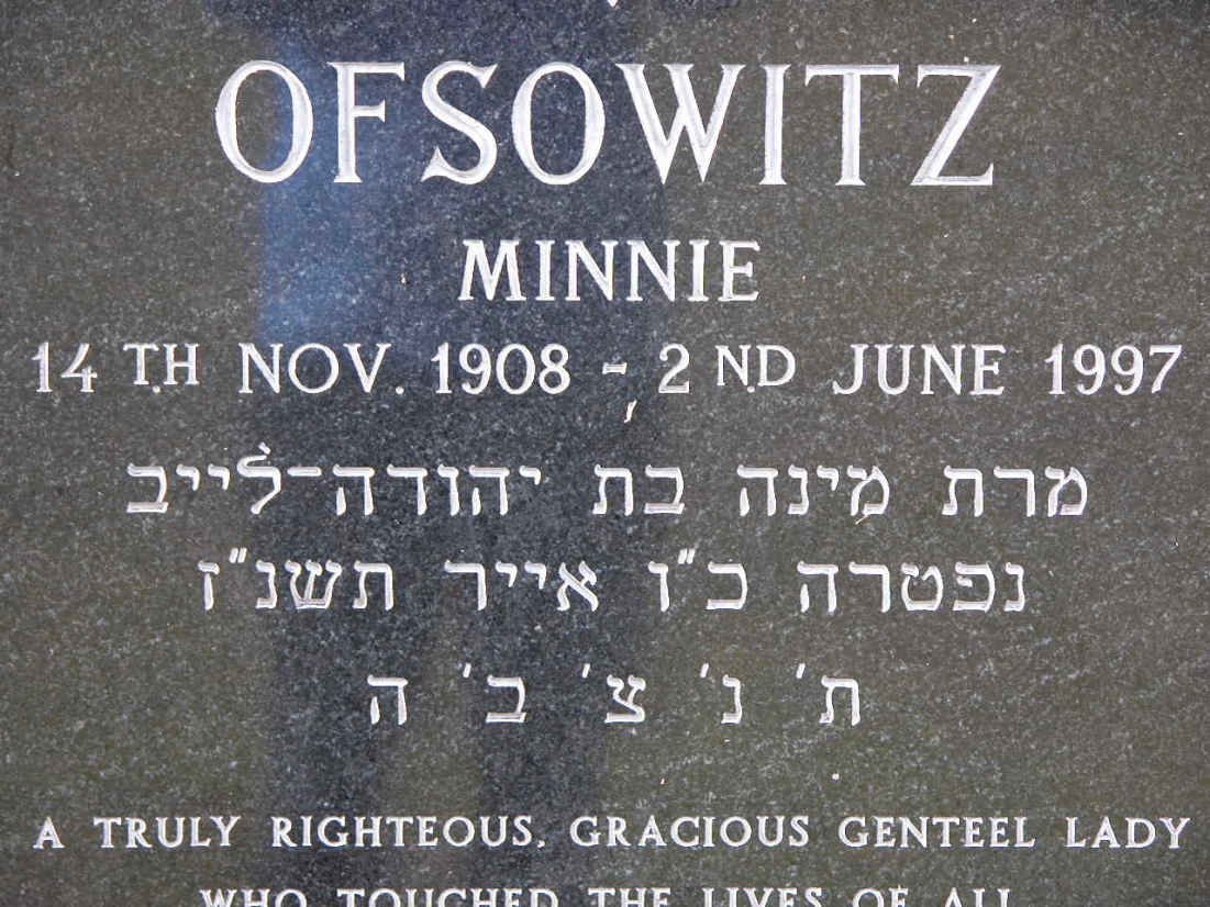 OFSOWITZ Minnie 1908-1997