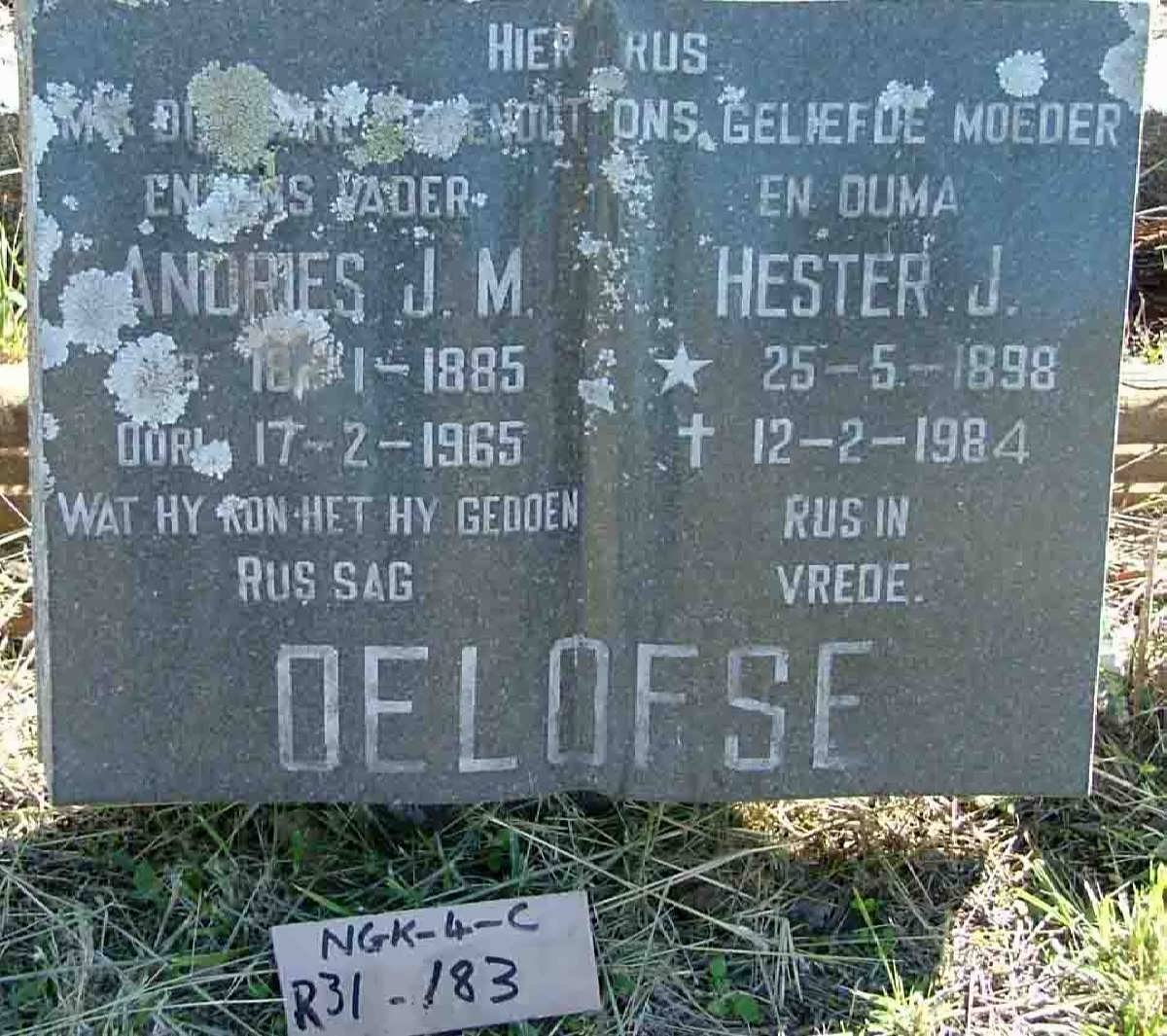 OELOFSE Andries J.M. 1885-1965 &amp; Hester J. 1898-1984