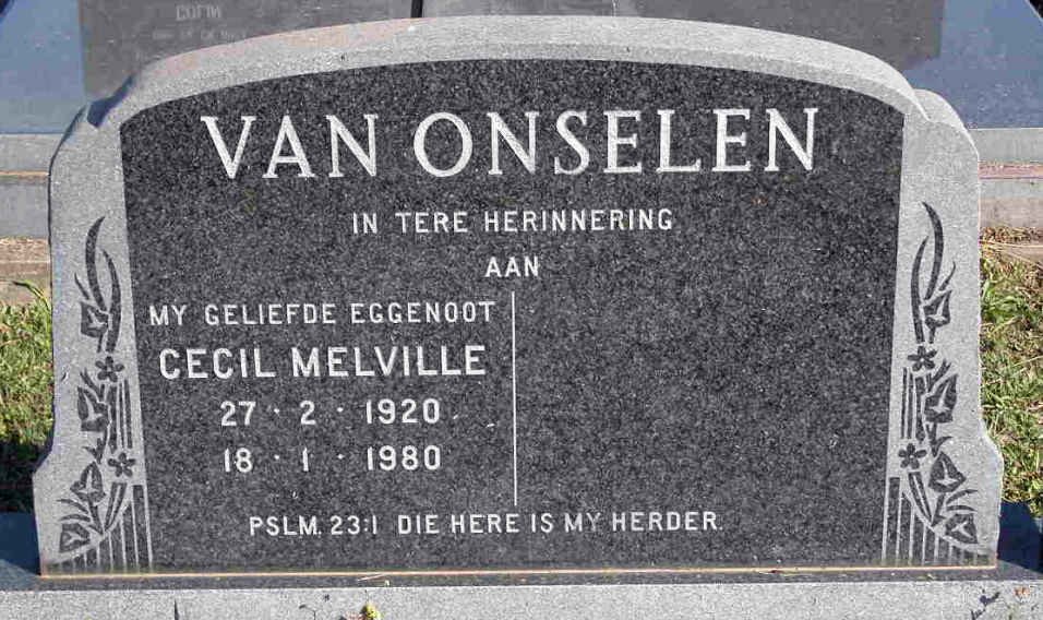 ONSELEN Cecil Melville, van 1920-1980