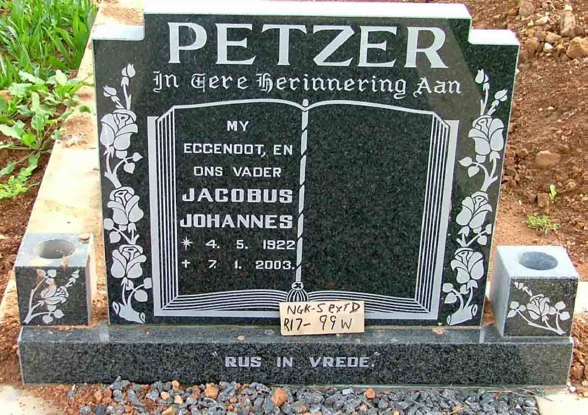 PETZER Jacobus Johannes 1922-2003