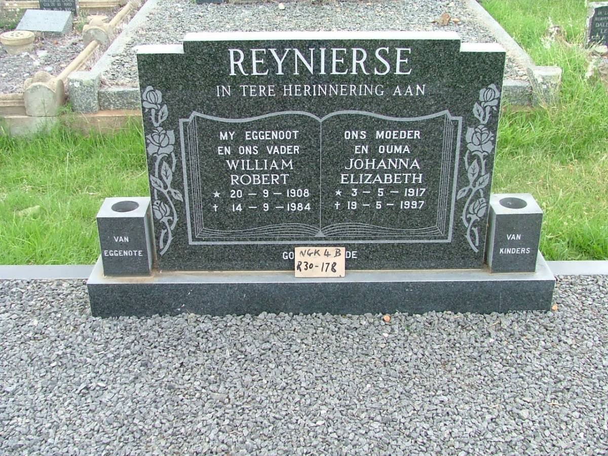 REYNIERSE William Robert 1908-1984 &amp; Johanna Elizabeth 1917-1997