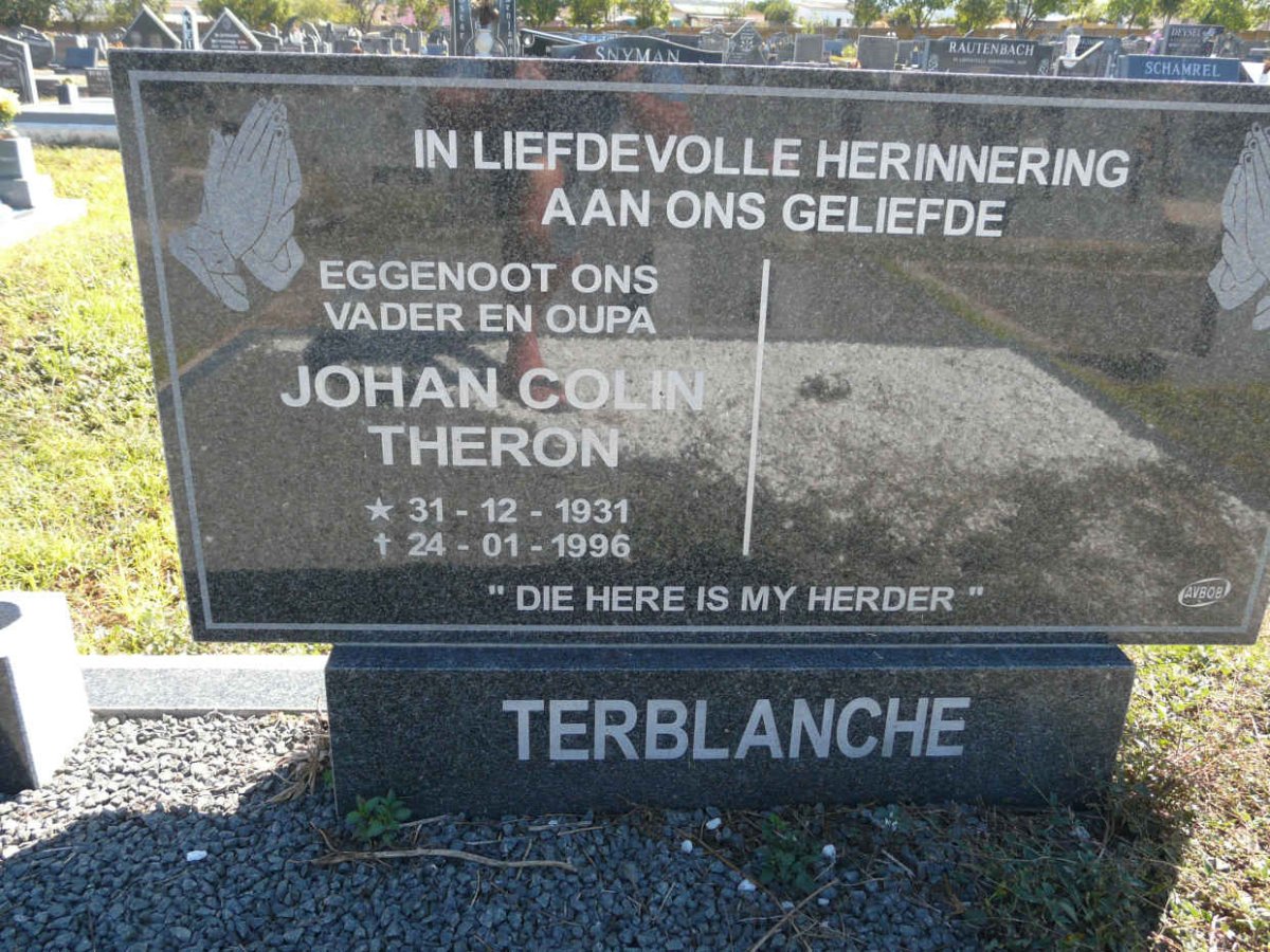 TERBLANCHE Johan Colin Theron 1931-1996