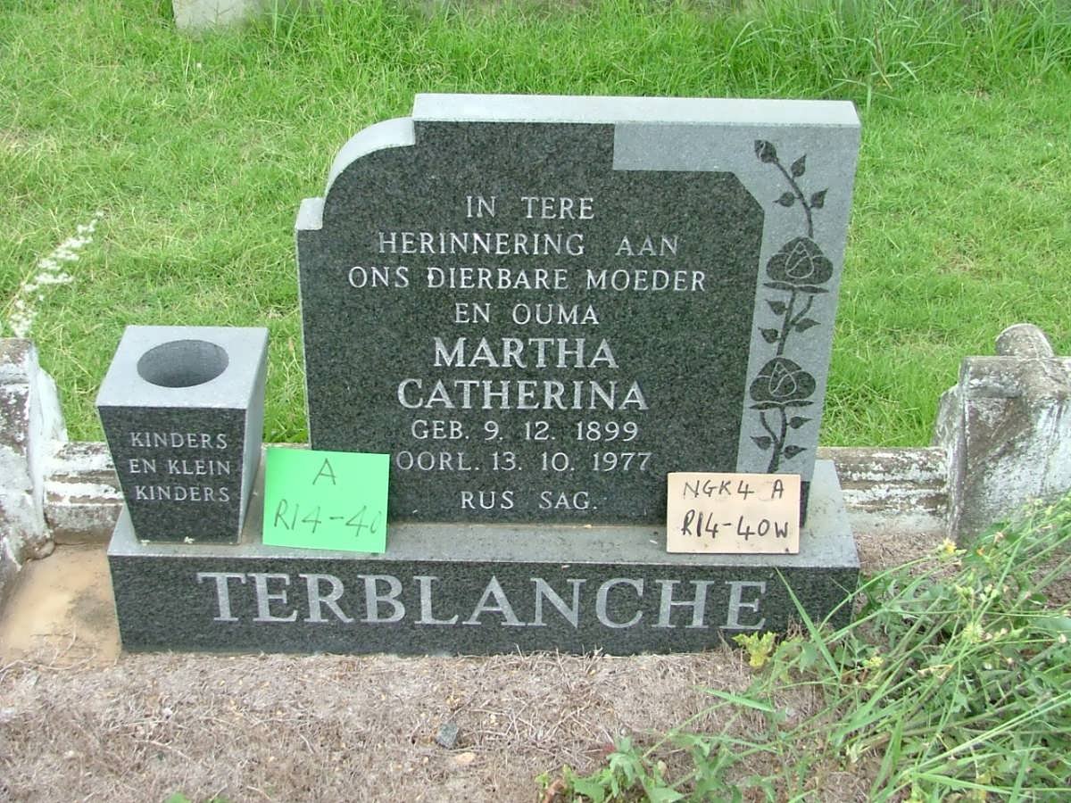 TERBLANCHE Martha Catherina 1899-1977