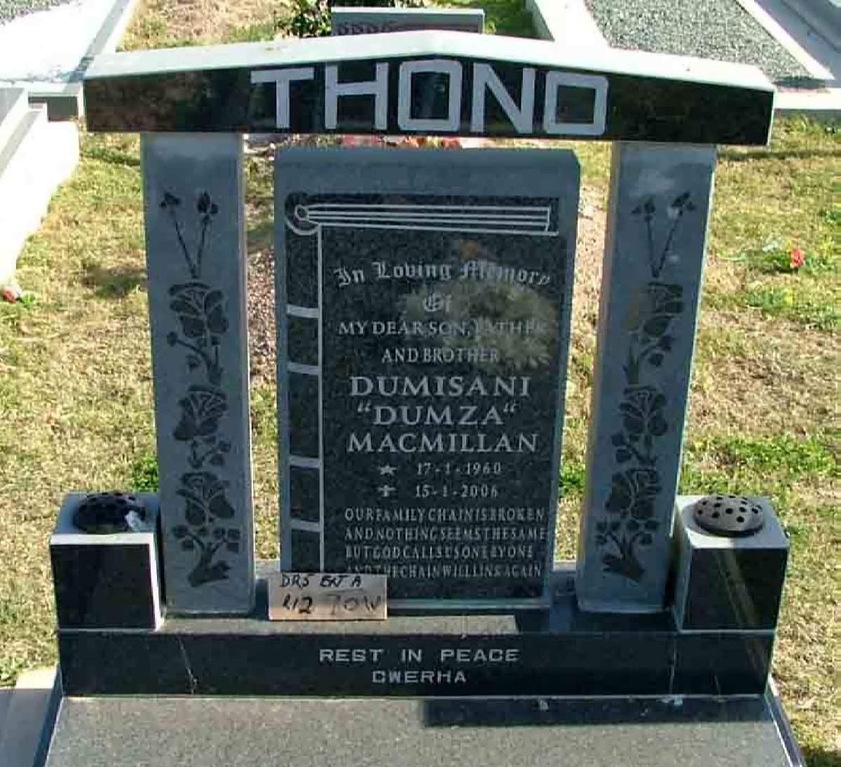 THONO Dumisani Macmillan 1960-2006