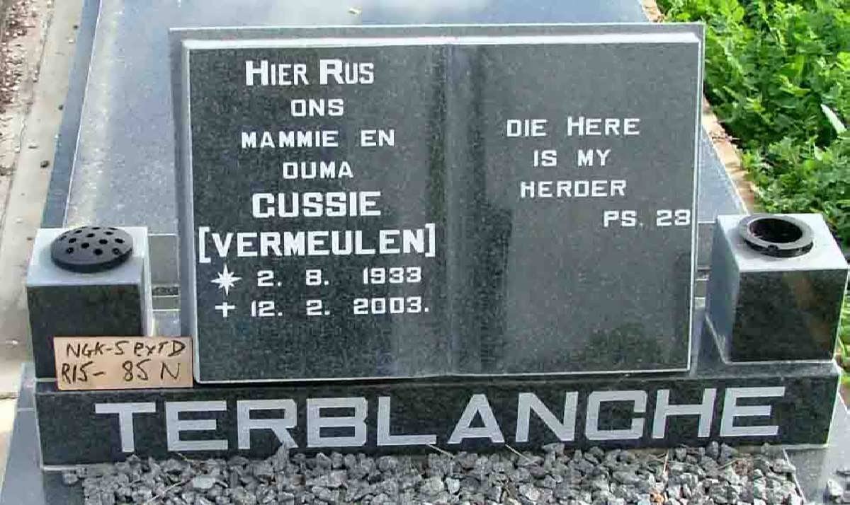 TERBLANCHE Gussie nee VERMEULEN 1933-2003