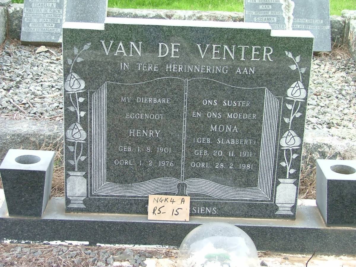 VENTER Henry, van de 1901-1976 &amp; Mona SLABBERT 1911-1981