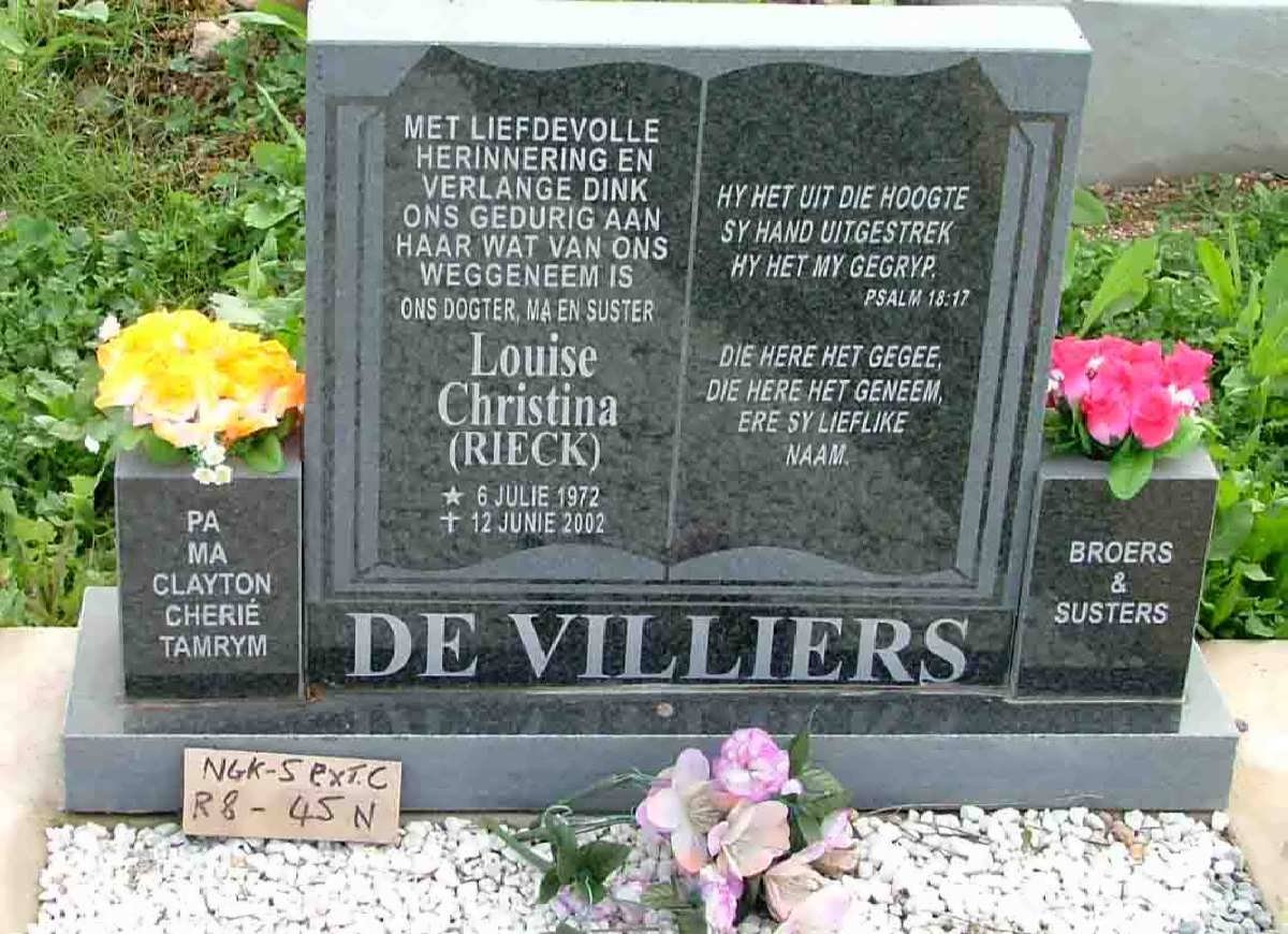 VILLIERS Louise Christina, de nee RIECK 1972-2002