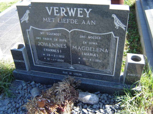 VERWEY Johannes 1952-2000 &amp; Magdelena 1952-