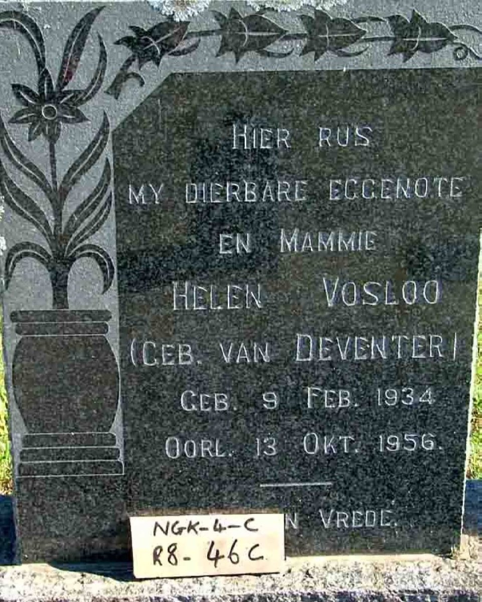 VOSLOO Helen nee van DEVENTER 1934-1956