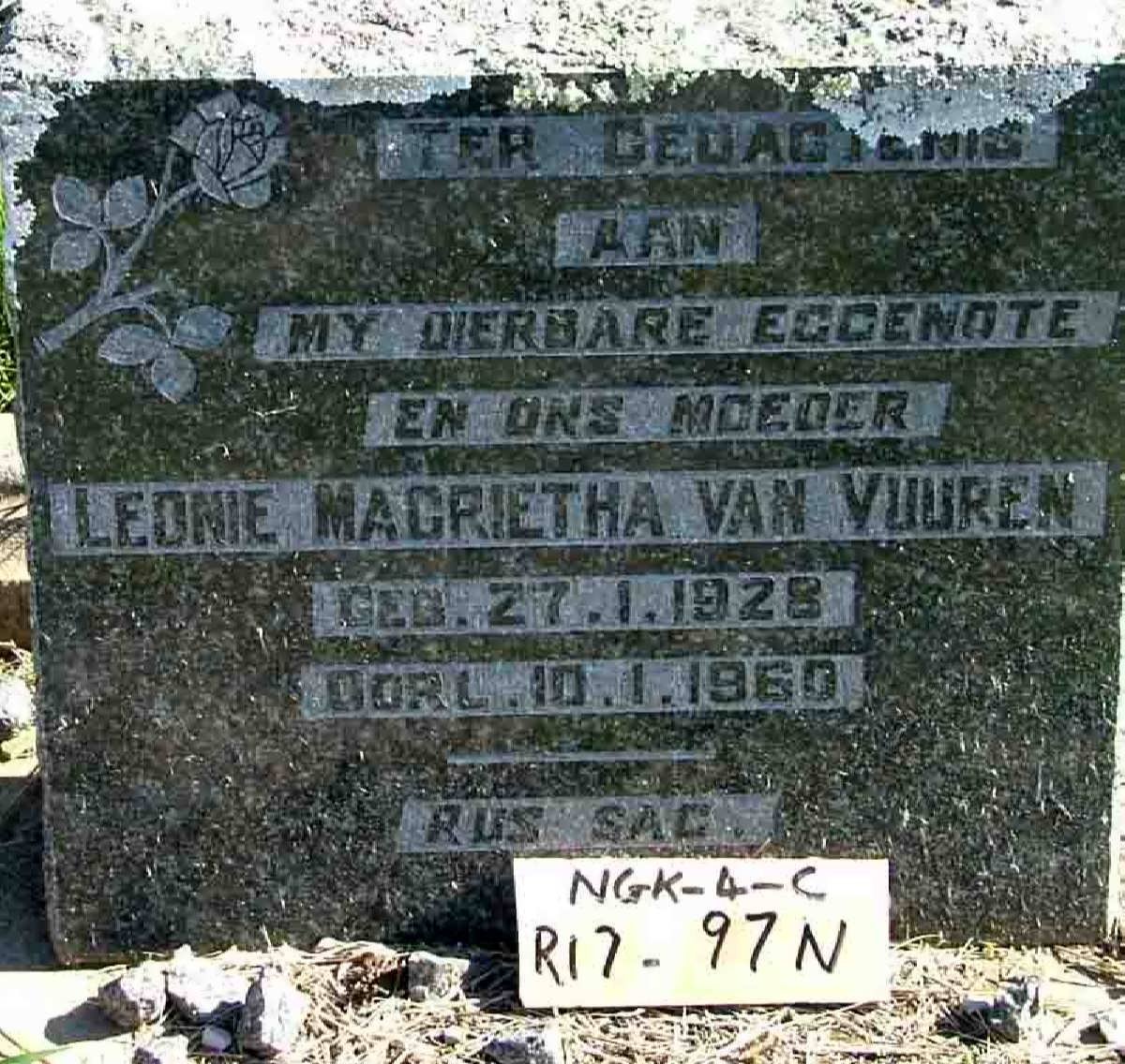 VUUREN Leonie Magrietha, van 1928-1960