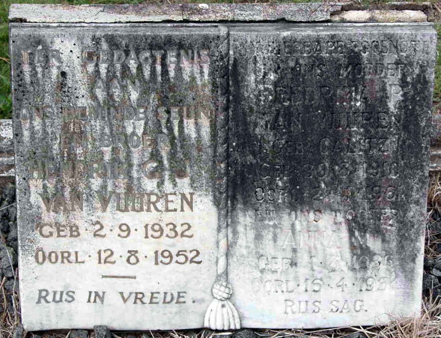 VUUREN Fredrika P., Janse van nee CALITZ 1910-1961 :: JANSE VAN VUUREN Hendrik G.J. 1932-1952 :: VAN VUUREN Anna M. 1936-1954