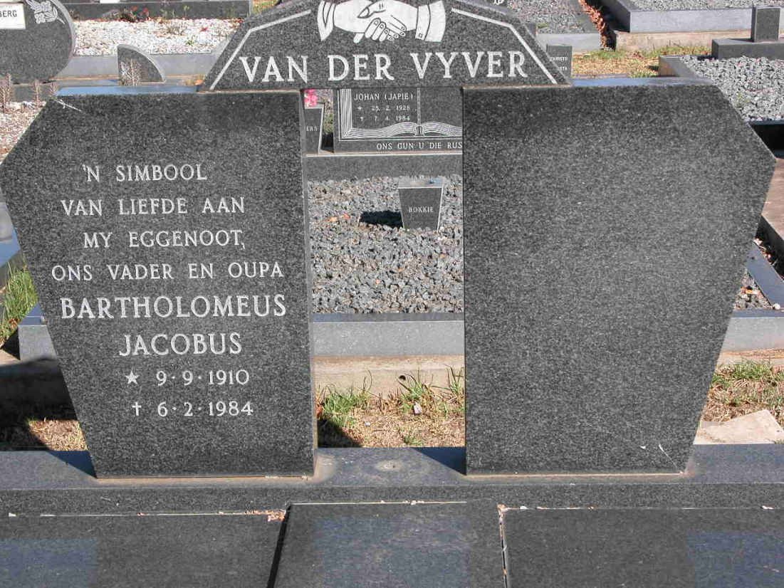 VYVER Bartholomeus Jacobus, van der 1910-1984