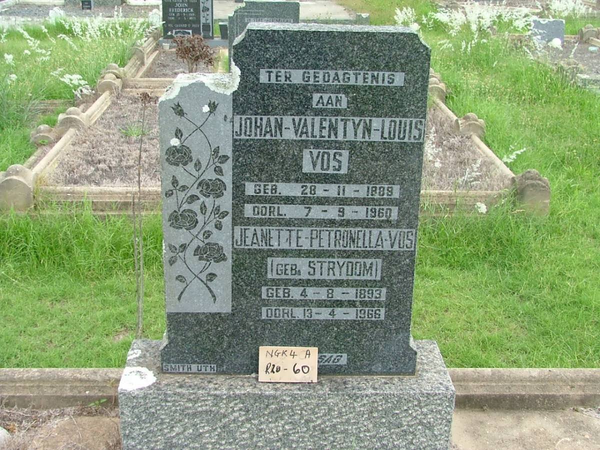 VOS Johan Valentyn Louis 1888-1960 &amp; Jeanette Petronella STRYDOM 1893-1966