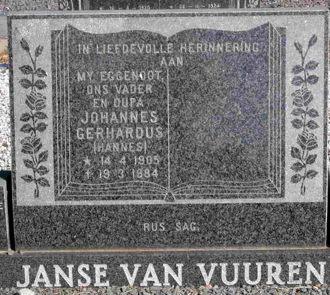 VUUREN Johannes Gerhardus, Janse van 1905-1984