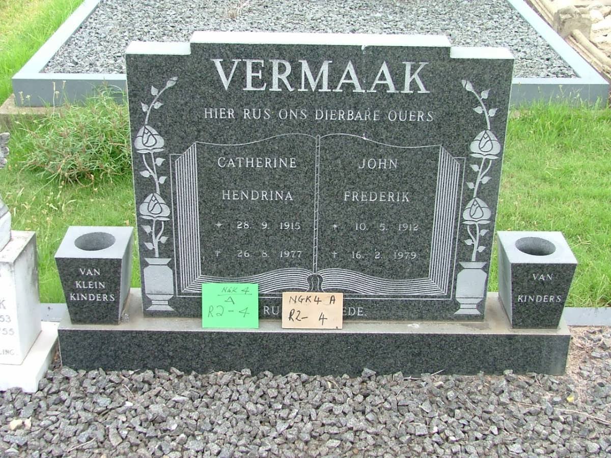 VERMAAK John Frederik 1912-1979 &amp; Catherine Hendrina 1915-1977