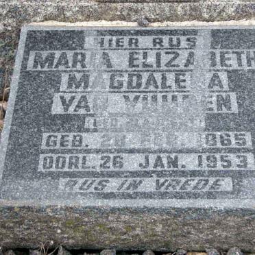 VUUREN Maria Elizabeth Magdalena, Janse van nee SLABBERT 1865-1953