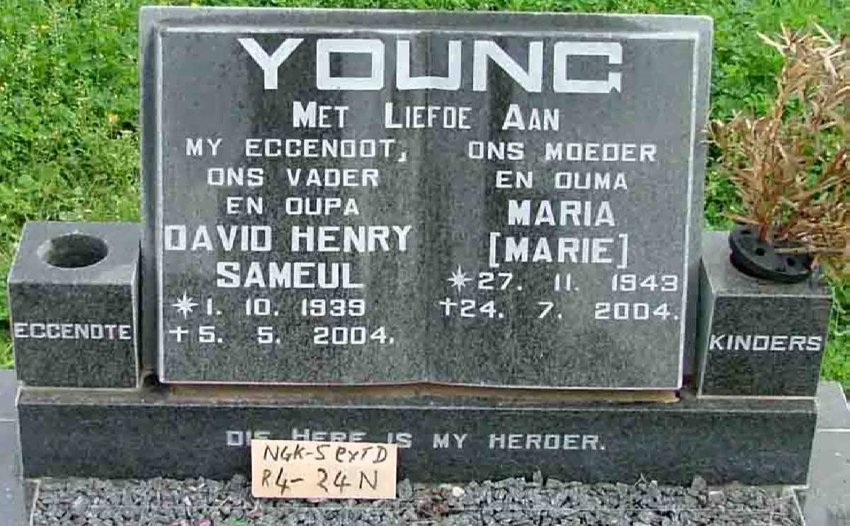 YOUNG David Henry Samuel 1939-2004 &amp; Maria 1943-2004