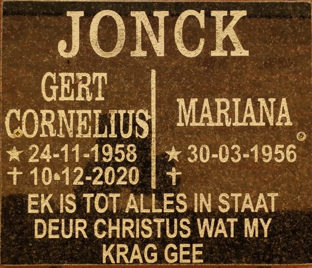 JONCK Gert Cornelius 1958-2020 &amp; Mariana 1956-
