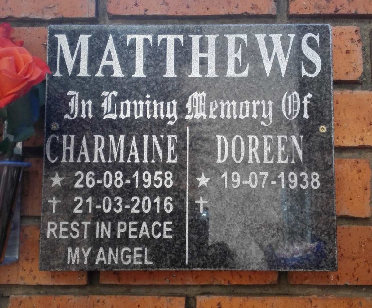 MATTHEWS Doreen 1938- :: MATTHEWS Charmaine 1958-2016