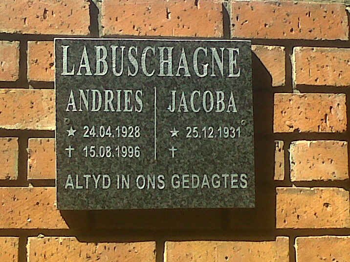 LABUSCHAGNE Andries 1928-1996 &amp; Jacoba 1931-